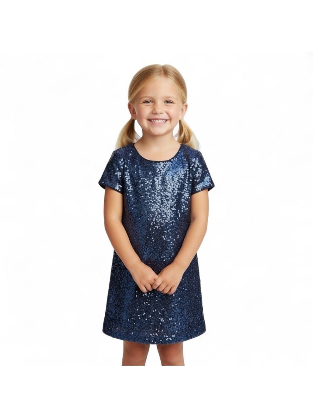 Gap Kids Size XS (4-5) Black Sequin Short Sleeve Party Dress